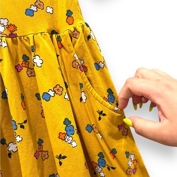 Hanna Andersson Girls Gold Yellow Floral Print Dress, 110cm US 5 - Picture 4 of 6